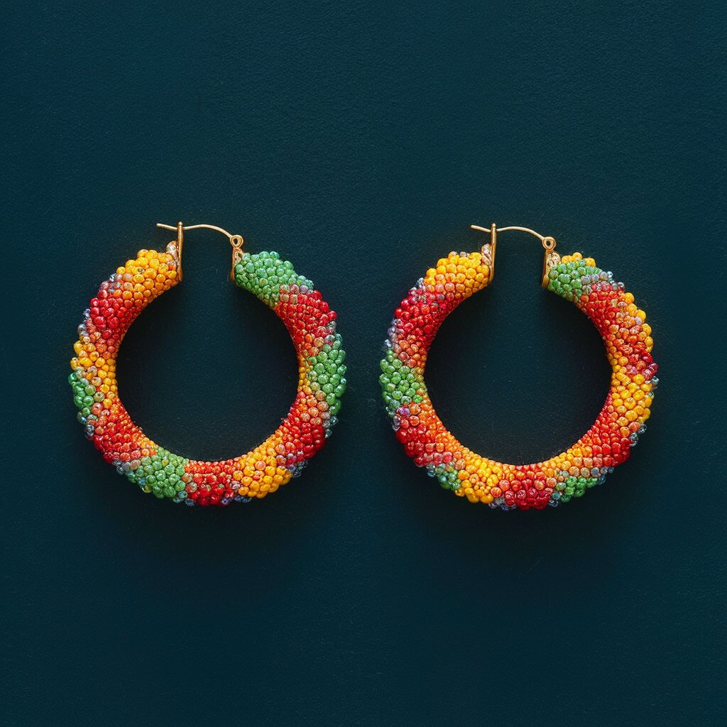 Colorful Beaded Hoops